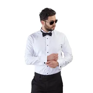 No Tags Slim Fit White Wing Tip French Cuff Mens Tuxedo Formal Dress Shirt Combo