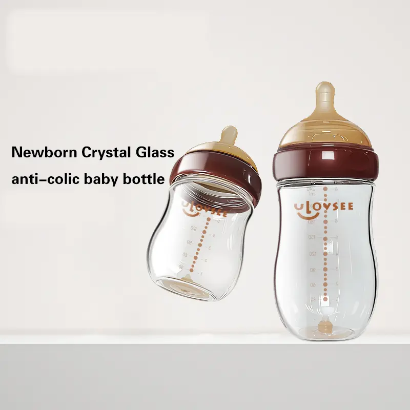 Borosilicate Glass Baby Bottles, 4oz 5oz 8oz, Wide Neck Infant Feeding Bottles with Air Balance Valve, Easy to Clean, Reusable Newborn Bottles for Breast Milk & Formula Feeding