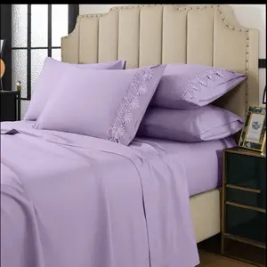 Luxurious Light Purple 6pc Bedding Set with Embroidered Pillows & Elegant Bedspread for Stylish Bedroom Decor