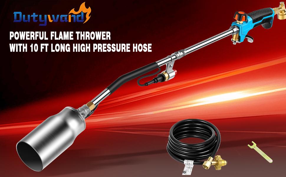 Dual Interface Propane Weed Torch Kit with 10FT Extended Hose, Heavy-Duty Handheld Torch Built-In Automatic 0Igniter & Turbo Trigger, Multi-use for Weeding, Fire Starting, Ice Melting, BBQ and Light Welding, (Propane Tank Not Included) Dual Interface Propane Weed Torch Kit with 10FT Extended Hose, Heavy-Duty Handheld Torch Built-In Automatic 0Igniter & Turbo Trigger, Multi-use for Weeding, Fire Starting, Ice Melting, BBQ and Light Welding, (Propane Tank Not Included)