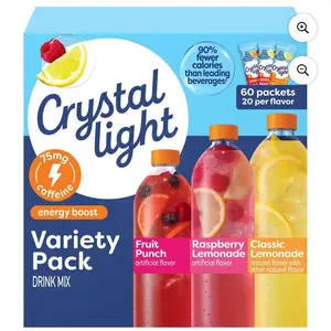 Crystal Light OTG Energy Variety Pack - 60 Pack of Variety Mixes with 20 Flavor Options, 60 Calories per Pack - Beverage, Sport