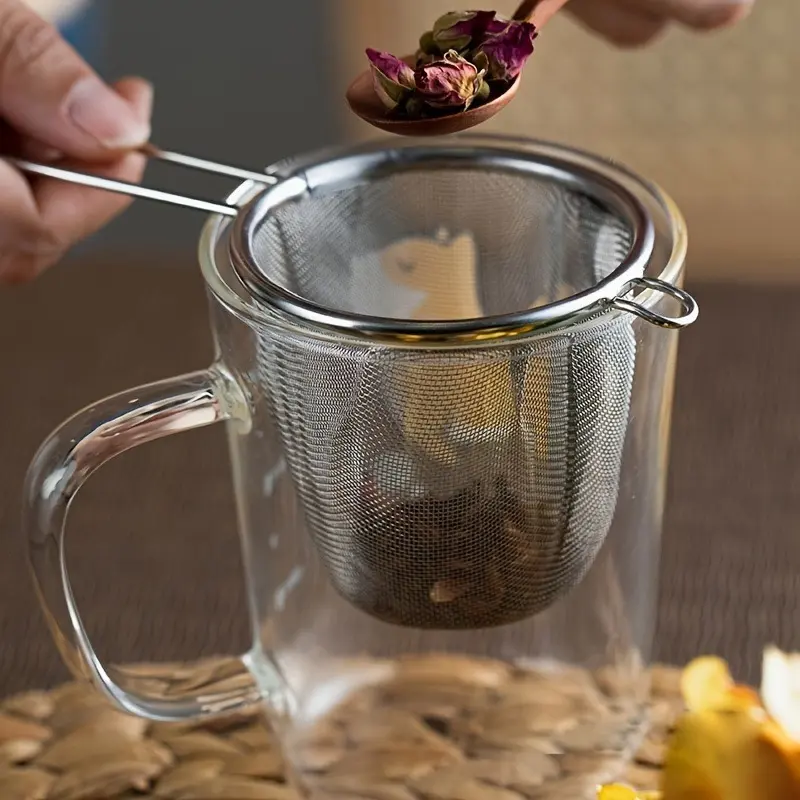 1/2pcs, Tea Strainer, Tea Steeper, Mesh Tea Infuser, Premium Tea Filter, Stainless Steel Mesh Tea Strainer, Mesh Tea Filter, Creative Tea Separator, Spice Stainer, Teaware, Kitchen Accessaries, Tea Making Tools