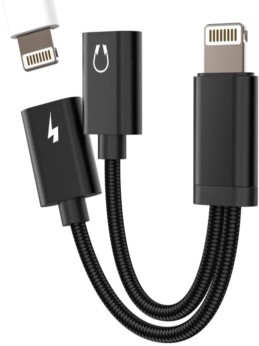 iPhone Lightning Adapter Apple Splitter (2 pack black) Audio (2in1) Dual Lightning Charger iPhone Lightning Adapter Apple Splitter (2 pack black) Audio (2in1) Dual Lightning Charger