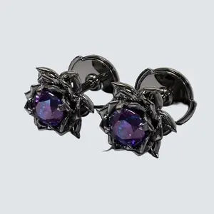 Unique Copper Stud Earrings - Elegant Lotus Flower Design, Hypoallergenic Ear Needle, Versatile for Parties and Weddings