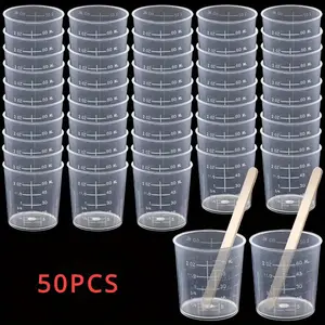 50Pcs 60ml (2oz) Plastic Graduated Cup Clear Epoxy Mixing Cup Epoxy, Stains, Mixed Paint Measuring Cups Kitchen Measuring Utensils Kitchenware