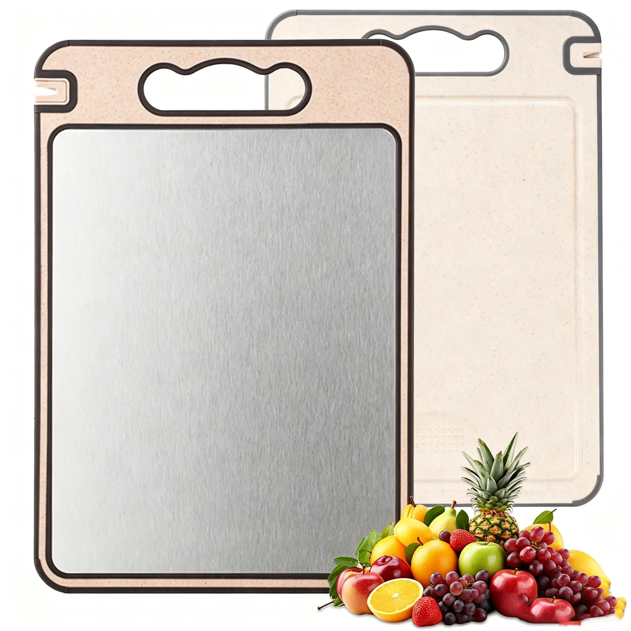 Titanium Cutting Board for Kitchen Pure Titanium and Wheat Straw PP Scratch-Resistant 15.8x10.6 Inch Chopping Knives easy clean daily use alloy tiktokshopspringglowup Home Cooking