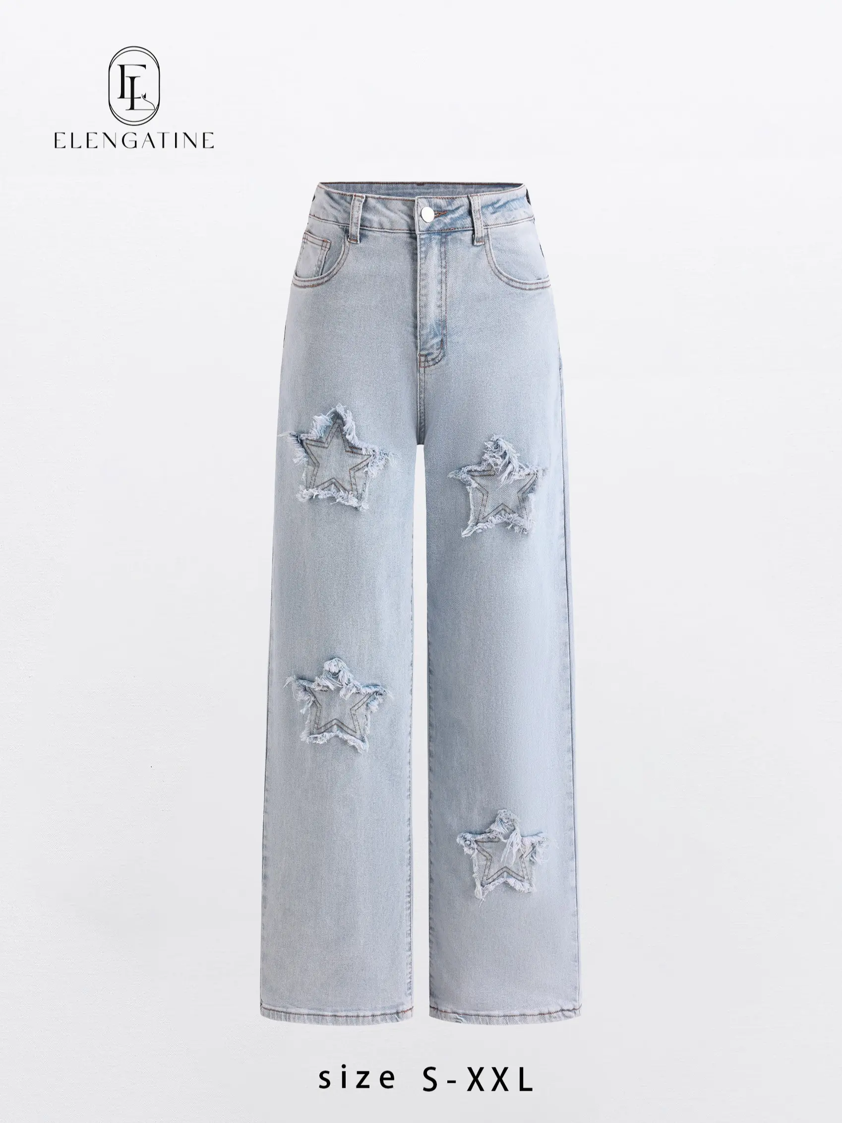 Elengatine Viral Star Patch Baggy Jeans for Women | Y2K Low Rise 