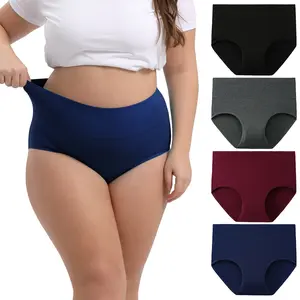 INNERSY Women's Plus Size XL-5XL High Waisted Cotton Underwear 4-Pack, Soft & Comfortable Full Coverage Briefs, Breathable Stretchy Fabric for Everyday Wear & All-Day Comfort