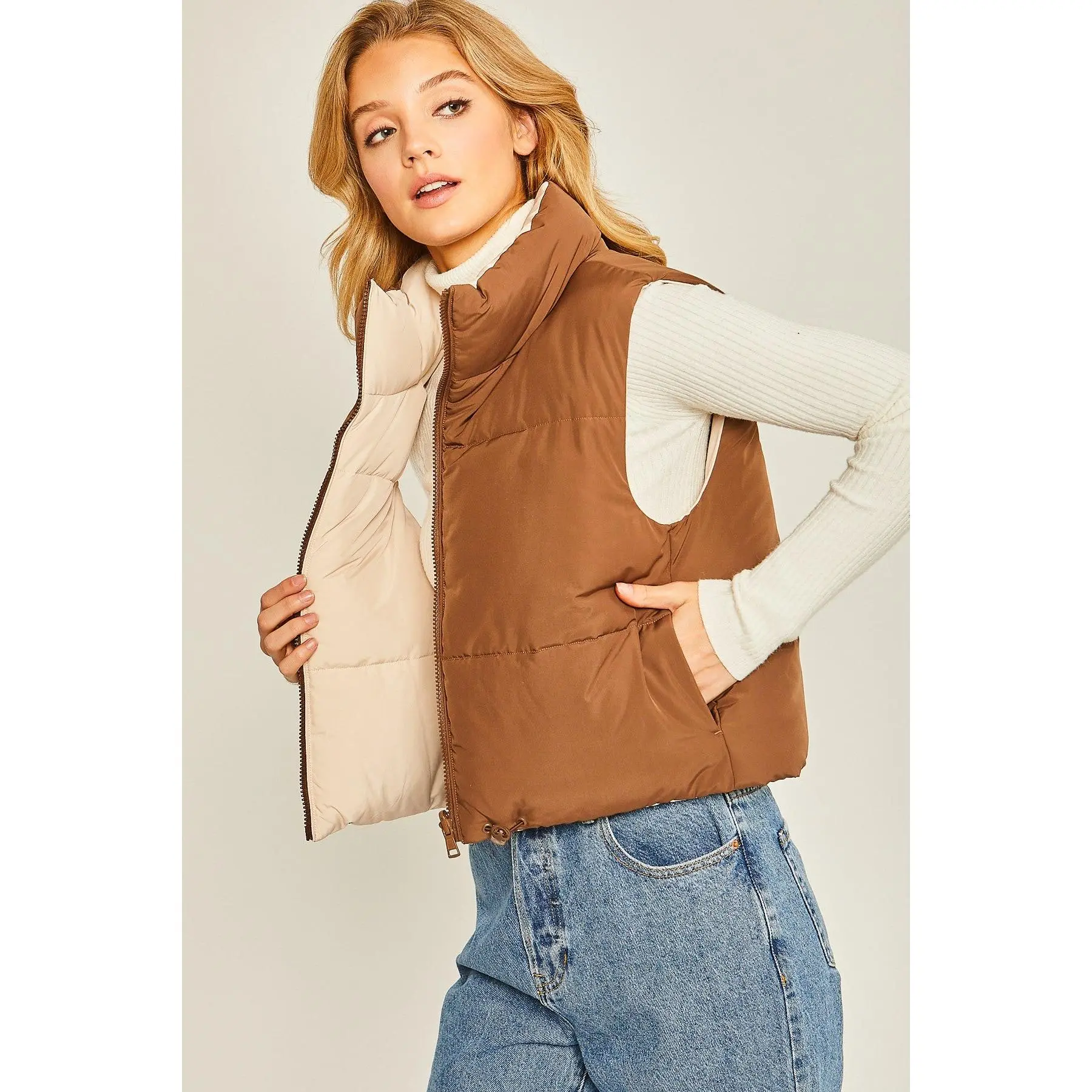 Cocoa Reversible Puffer Vest
