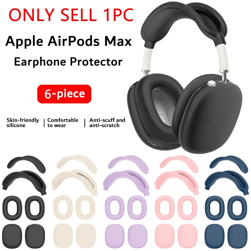 Silicone Earphone Protector Case for Apple AirPods Max Headphones, Dustproof Shockproof Headset Cover, Durable Protective Shell