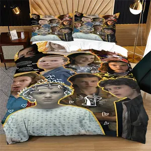 The "Stranger Things" pattern printed soft and durable bedding duvet cover set includes 1 duvet cover and 1 or 2 pillowcases, without a core or pillow core, suitable for adult gifts, modern style fashionable bedroom bed decoration