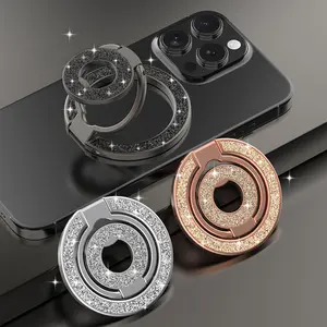 Dual-Sided Strong Magnetic Phone Ring Holder Compatible with Magsafe Desktop Car Mount 360 Degree Rotation Sparkle Magnet iPhone Stand Magnetic Smartphone Holder Adjustable Phone Stand Smartphone Accessories