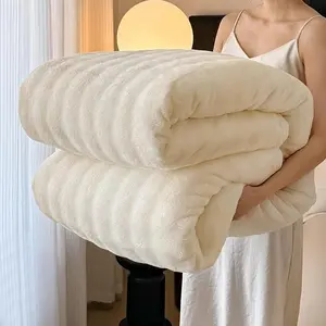 Homelike Moment Faux rabbit fur blanket, Cozy Soft and Fuzzy Plush Fur Bubble Blanket for Sofa Bedroom Living Room, 78.7*90.5 Inches Tie-Dye Beige, Machine Washable