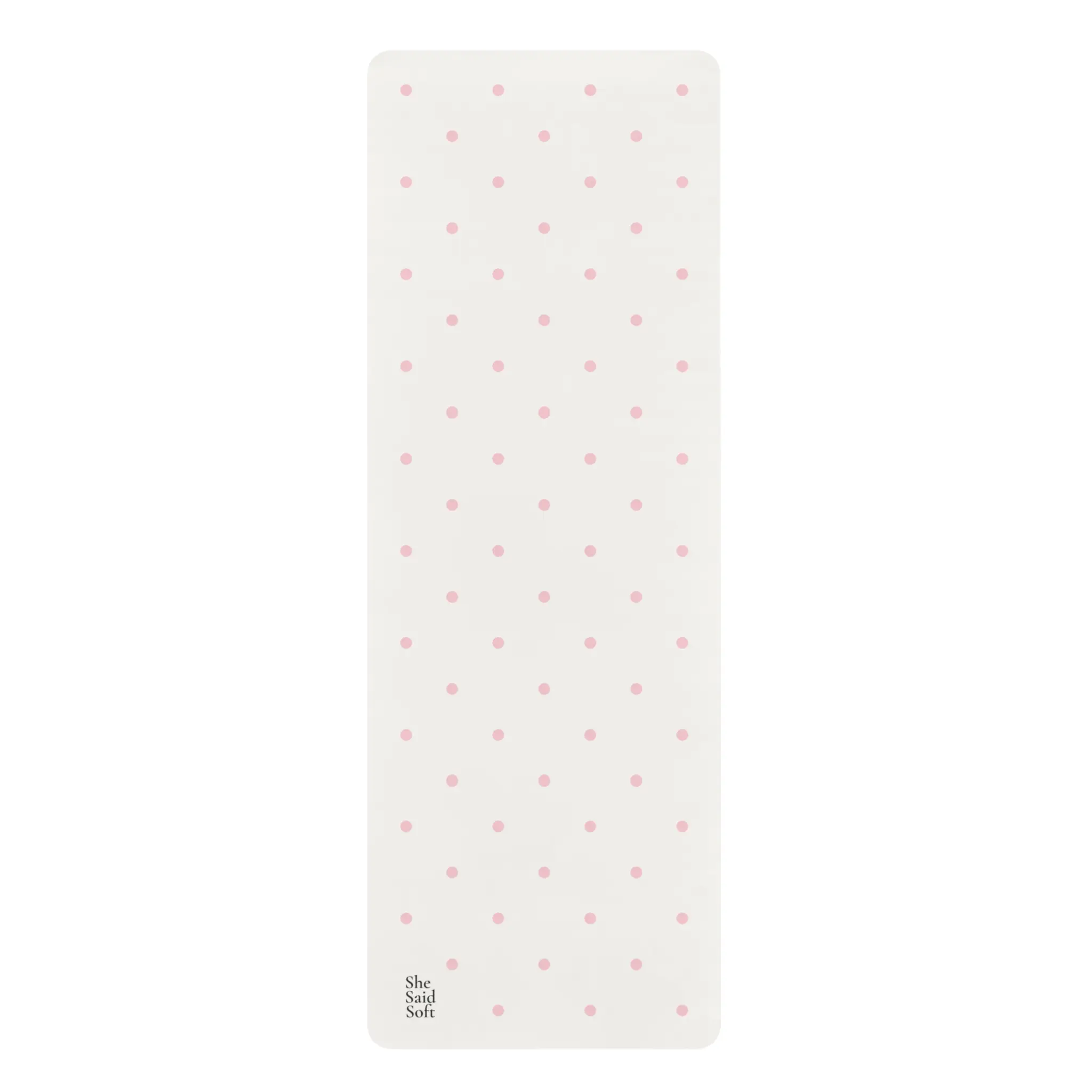 Pink Polka Dot Rubber Yoga Mat | Light Pink Dots on White Surface