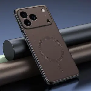 Luxury Leather For Magsafe Magnetic Soft Case For iPhone 17 16 15 14 13 Pro Max Plus Full Lens Camera Protection Silicone Cover