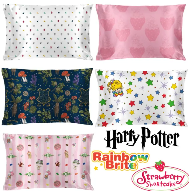 Jay Franco 100% Soft Polyester Satin Pillowcases - Smooth, Silky, Reversible, 20x30 in 20x30 Bed Fit, Harry Potter, Strawberry Shortcake, Rainbow Brite Characters (Universal Size)