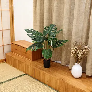 【Spring Deal】Silvanest 1/2 Artificial Monstera Deliciosa Plant 28" Fake Tropical Palm Tree, Perfect Faux Swiss Cheese Plant for Home Garden Office Store Decoration, 9 Leaves