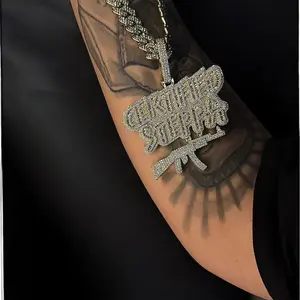 CEJEWELRY New Bling Iced Out Letter Certified Steppa Gun Pendant 14mm 22 inch Miami Cuben Necklace Plated Luxury Cubic Zircon Cuban Link Chain Elegant Bold Fashionable