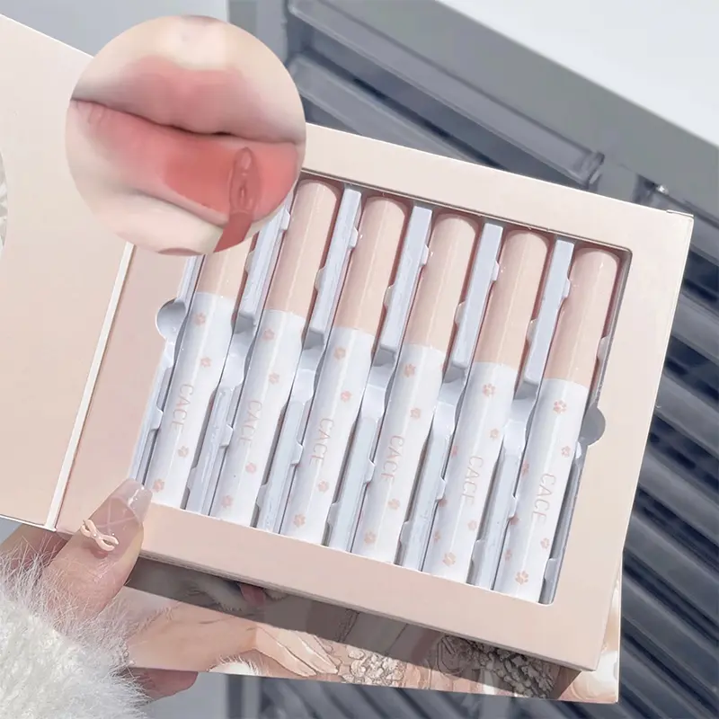 6-pack lip mud makeup set with velvet natural nude matte texture, waterproof and easy to apply natural makeup effect