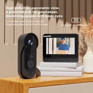 X8 Wireless Doorbel Camera, Rechargeable 2.4GWiFi Smart Visual Doorbell, Modern Home Security Doorbell with Night Vision & VoiceChanging,Security System Monitoring,SafetyIntercom for Privacy, Alarm, Sensor, waterproof.Security Camera