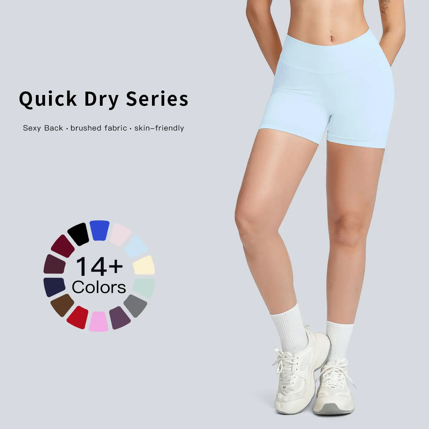 TENWOLF Women's Seamless Knit Gym Workout Shorts, Universal V-Waist Polyamide Activewear with Quick-Dry Compression for Female Running & Fitness