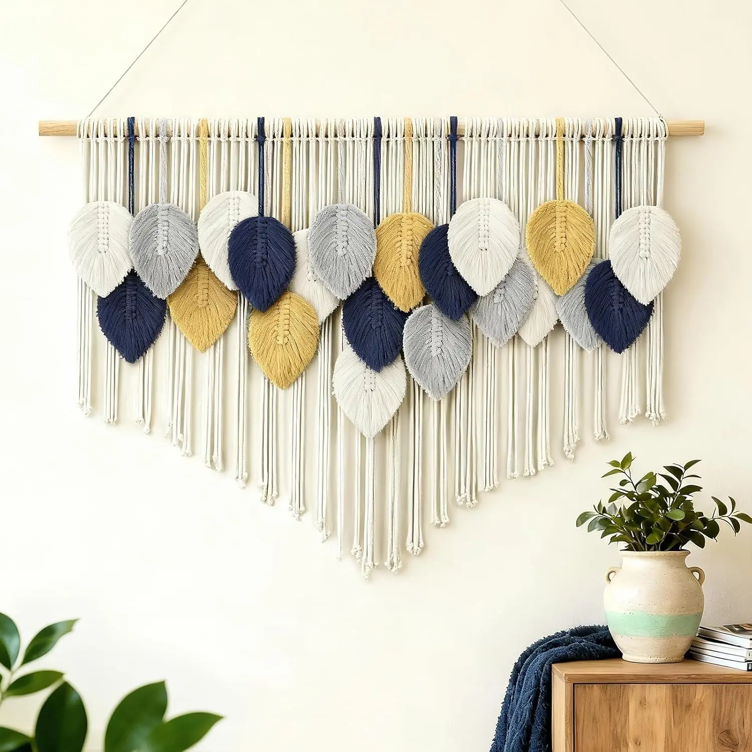 Boho Leaf Tassel Macrame Cotton Tapestry Wall Decor for Living Room, Bedroom or Nursery Boho Leaf Tassel Macrame Cotton Tapestry Wall Decor for Living Room, Bedroom or Nursery