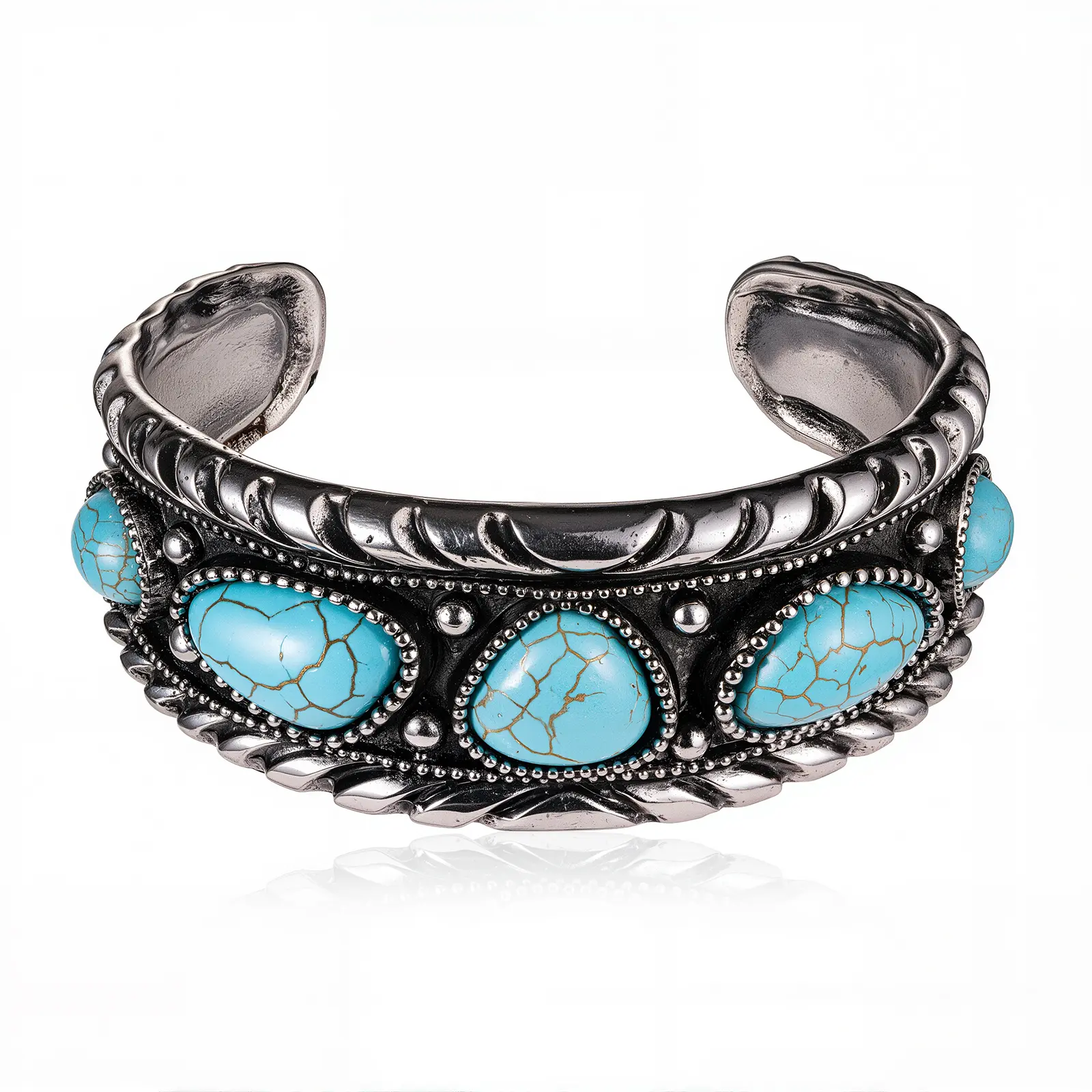 Rustic Couture's Bohemian Turquoise Cuff Bangle Bracelets for Women Cowgirl