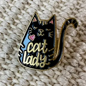 Cat Lady Black Enamel Pin