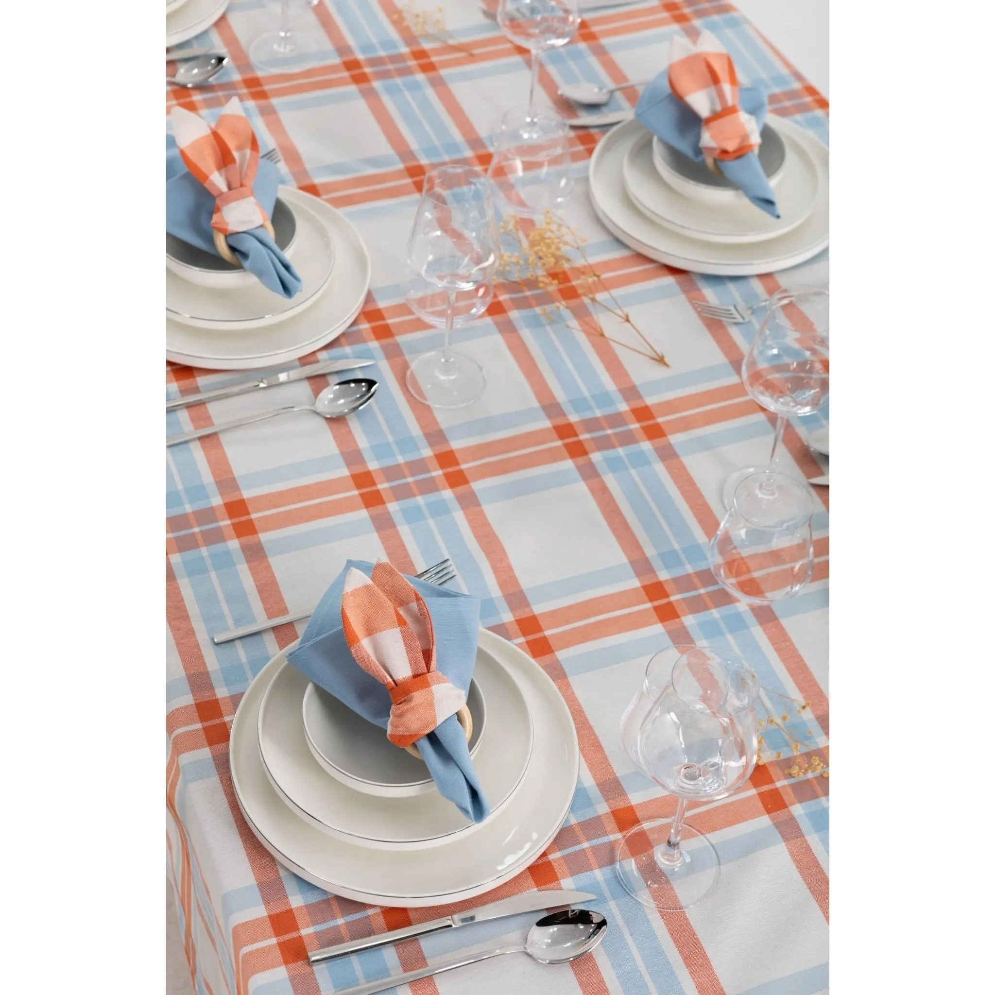 Napkin and Ring Set - Blue and Orange