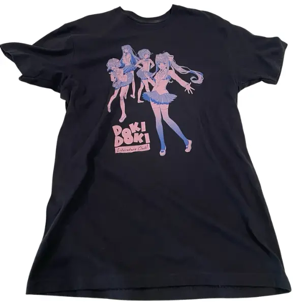 Doki Doki Literature Club Graphic T-Shirt - Vintage Graphic Tee – Unisex S-3XL – Menswear & Womenswear – Streetwear Tops – Casual Cotton Crewneck Shortsleeve T-shirt