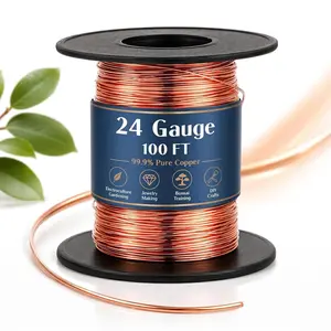 Therwen 100ft 24 Gauge Copper Wire for Gardening, Electroculture, Bonsai, Jewelry Making Beading DIY Craft Pure Bare Copper Wire Spool