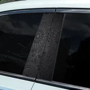 2 pieces of black and white mandala pattern themed car sticker design, durable glossy vinyl material, easy to paste B-pillar stickers are suitable for cars, trucks, SUVs (decorative appearance accessories) to improve the aesthetics of SUVs, art stickers,