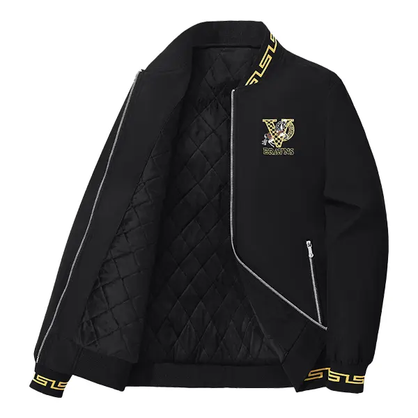 Men's Quilted Baseball Jacket with Vintage Floral Embroidery - Casual Polyester Fashion Outerwear, Fitted Zip-Up Pull On Style, Do Not Dry Clean, No