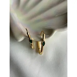 Green Almond Crystal Oval Earrings Green Almond Crystal Oval Earrings