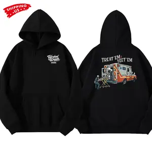 Treat 'Em & Yeet 'Em Hoodie, EMS Graphic, Funny Emergency Medical Service Shirt, EMT Humor Apparel, Gift for EMTs and Paramedics