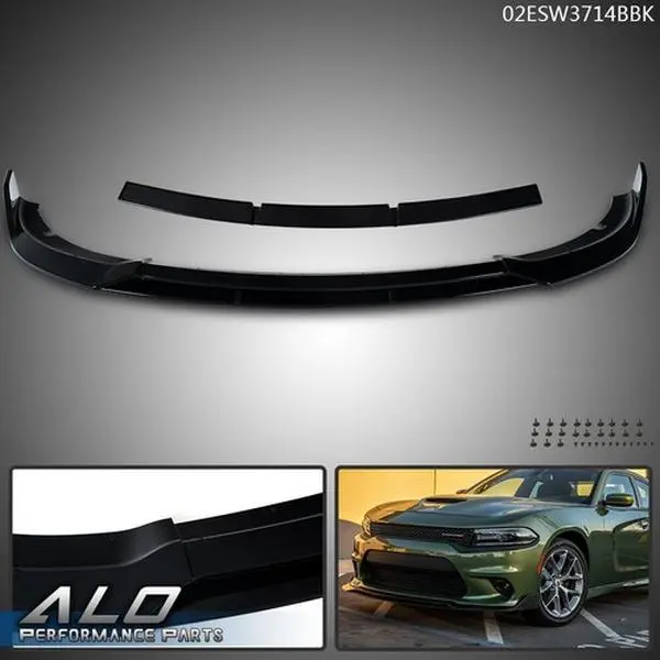 Fit For 15-23 Dodge Charger SRT Style Front Bumper Lip Splitter Gloss Black Not For Widebody