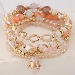 Peach Beaded Infinity Bracelet