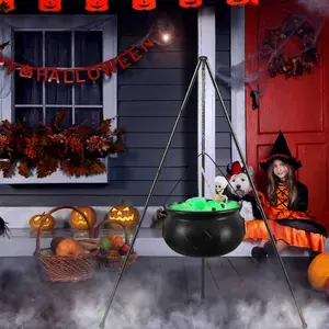 Halloween Decorations Outdoor,Large Witches Cauldron on Tripod with String Lights,Witches Cauldron for Yard Decorations,Halloween Decorations Indoor,DIY Bubbling Cauldron Set,Witchy Supplies Indoor, Hocus Pocus Decoration for Home Porch Outside