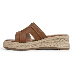 EVELLYHOOTD Summer Platform H-Strap Slip-On Wedge Slides for Women, Braided Espadrille Sandals