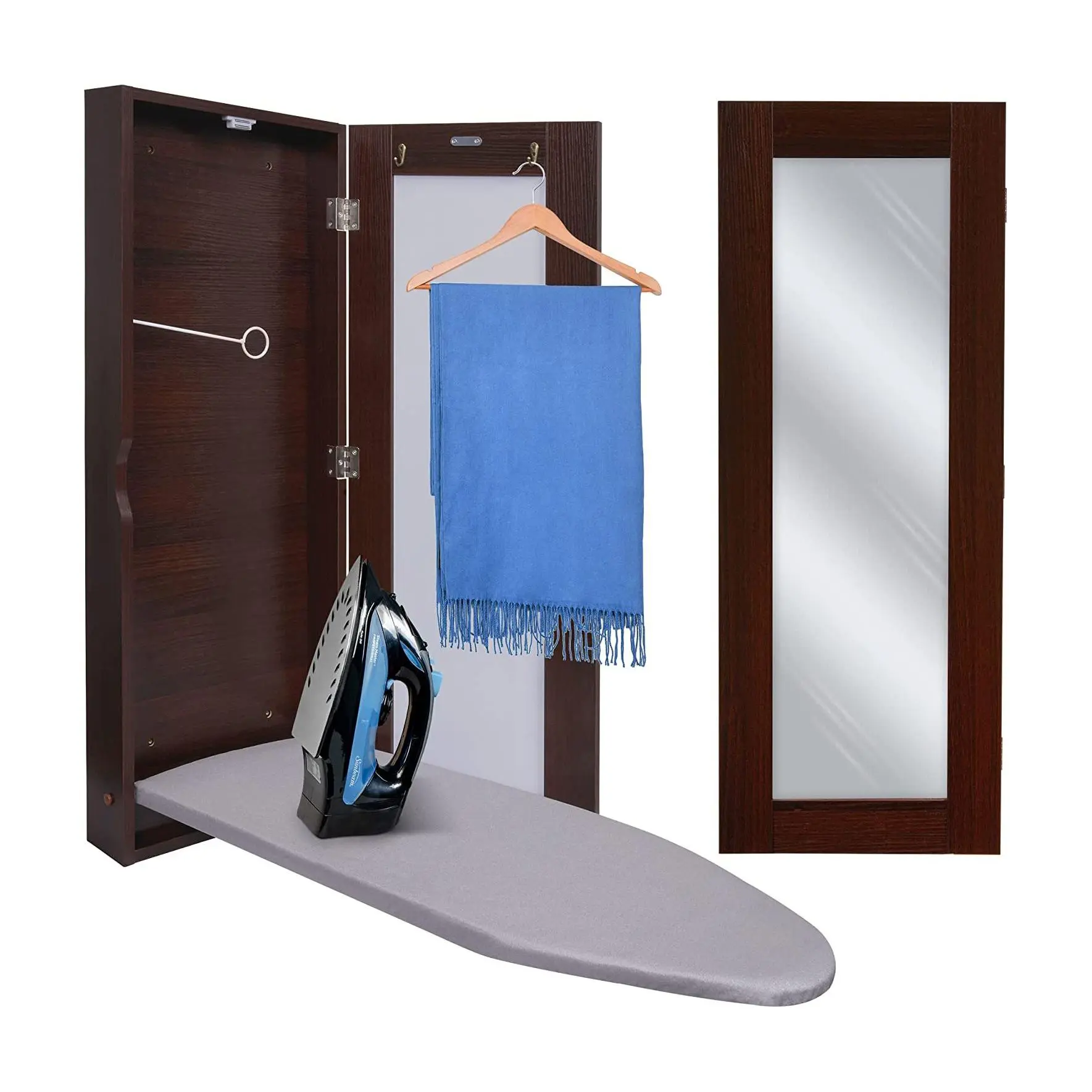 Ironing Board, Wall Mount Foldable Ironing Storage w/ Mirror