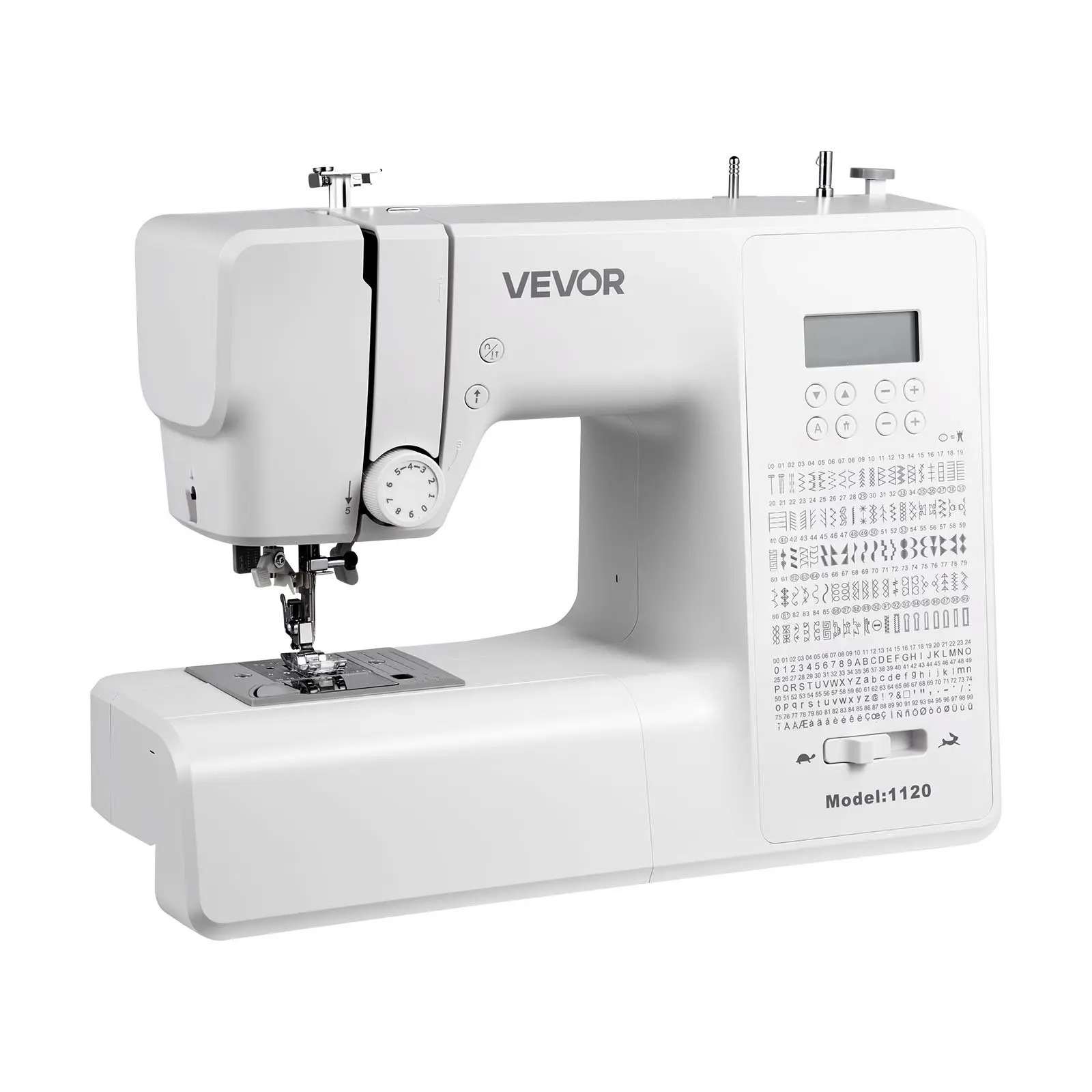 【Summerfinds】VEVOR Automatic Computerized Sewing Machine, 200 Stitch Applications, LCD Screen, Foot Pedal, LED Light, Heavy-Duty Metal Frame, Powerful Motor, Bobbins, Letters-Numbers-Symbols Support, Decorative Crafts Mending Hand Tool, Lcd Display, Thick