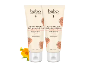 Babo Botanicals Moisturizing Oat & Calendula Body Lotion Duo – Made with Plant-Based Ingredients – Soothes Dry, Sensitive Skin – Dermatologist Tested – 8 fl oz (237 ml) Each (Pack of 2)