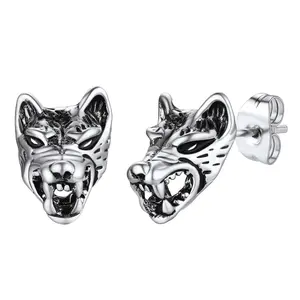 PROSTEEL Wolf Earring Stainless Steel Husky Animal Stud Earrings Jewelry Unisex For Men Women with Gift Box