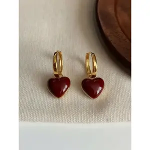 Vintage Heart Shaped Dangle Earrings, Fashionable Romantic Jewelry for Women, Trendy All-match & Exquisite Jewelry for Birthday Gift