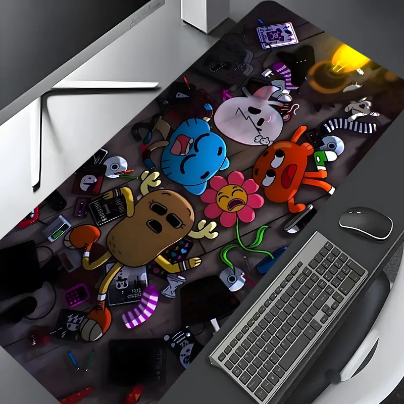 Cartoon Monster Toy Design Extra Large Gaming Mousepad, Computer Mouse Pad, 90s Gamer Nostalgia Decor Aesthetic Desktop Protection Pad, Washable Rubber Pad Non-Slip Lock Edge Multi-Size Suitable For Home Office, Good Gift for Family and friends