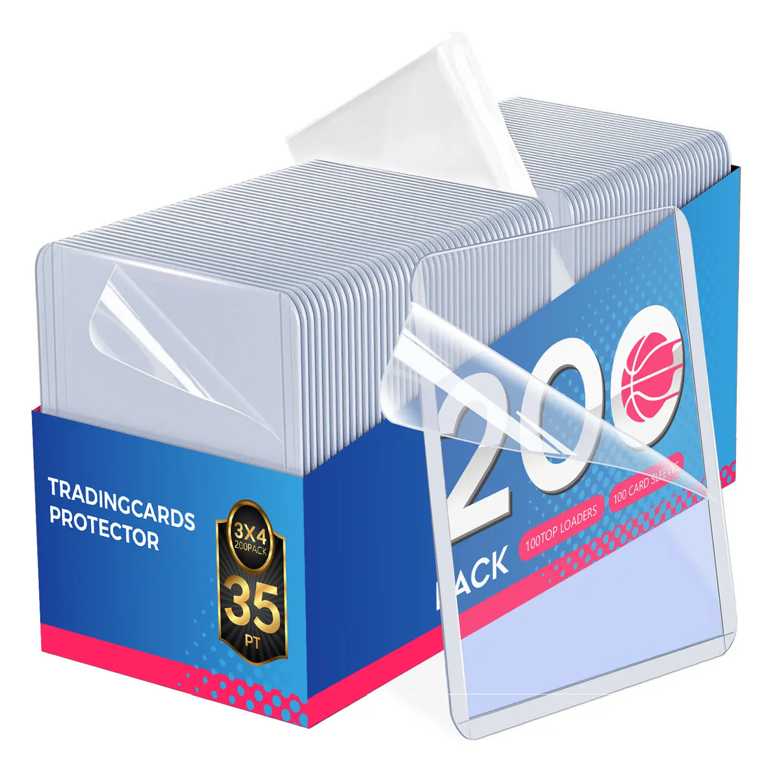 Top Loads Card Sleeves Kits For 3"X 4" Trading Cards, Baseball Card Protectors,Trading Card Sleeves Hard Plastic Fit ForBaseball, Football Cards (Top Loads + SoftSleeves)
