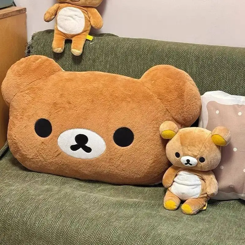 Rilakkuma Plush Pillow Soft Stuffed Bear Cushion Cute Cartoon Throw Pillow Home Bedroom Sofa Decor Comfort Sleeping Doll Gift