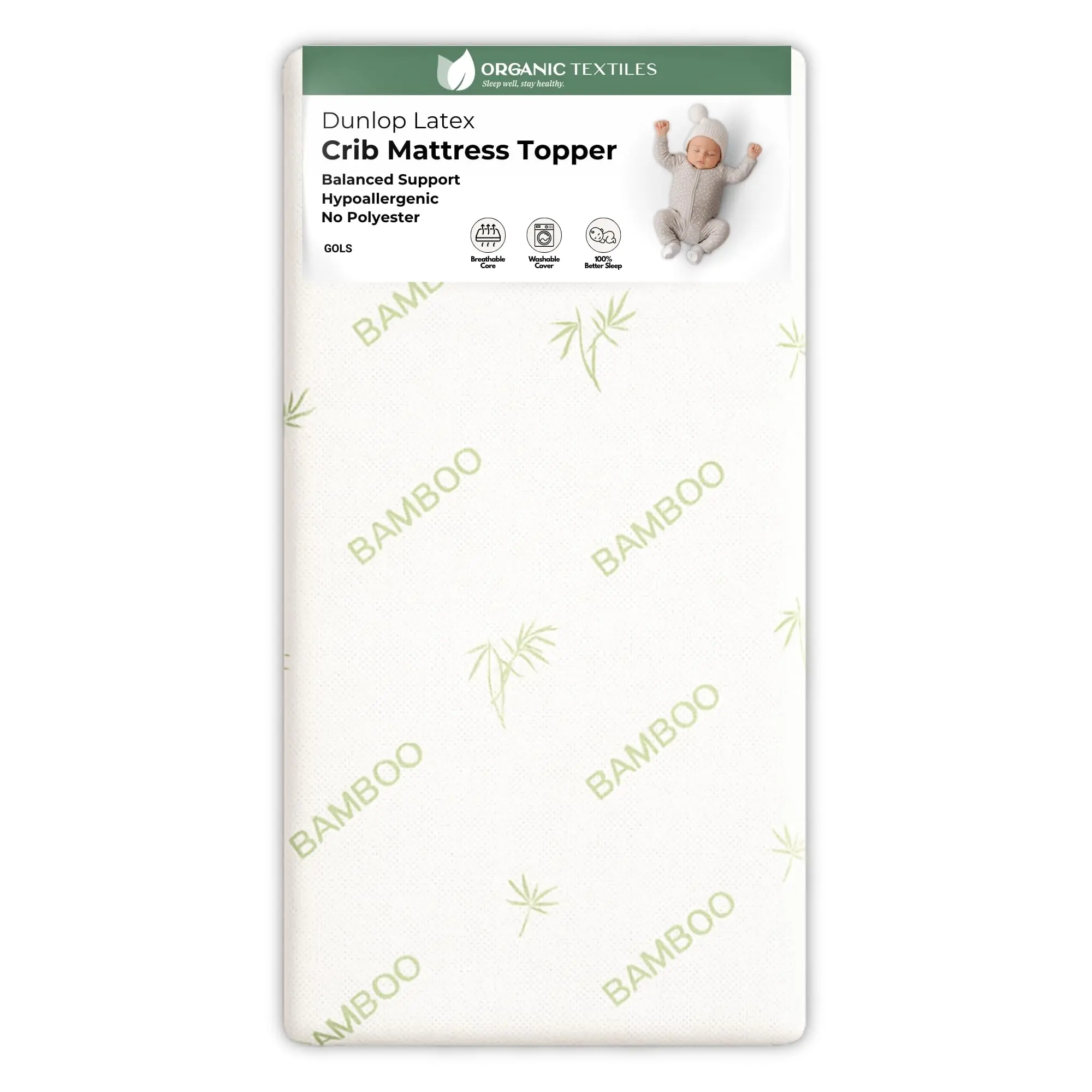 Organic Latex Baby Crib Mattress Topper with GOTS Certified Premium Cover - Playard (38" x 26")