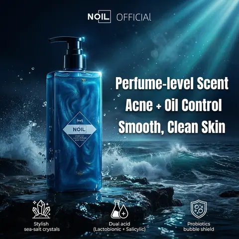 NOIL Aquablue Body Wash Dual Acid + Probiotics for Back Acne, Excess Oil & Itchy Skin, Perfume-Inspired Fresh Scent, 400ml,travel essentials,sunscreen,back to school
