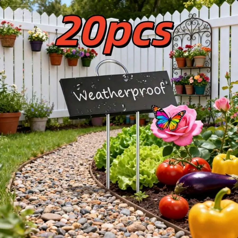20pcs Heavy-Duty Aluminum Garden Markers with Hanging Rings, Rust-Resistant Waterproof Writeable Tags for Outdoor Gardening, Plant Labeling, Container Planting (Home Supplies)